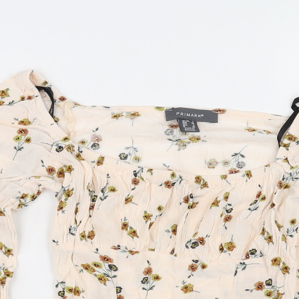 Primark Womens Ivory Floral  Basic Blouse Size 6