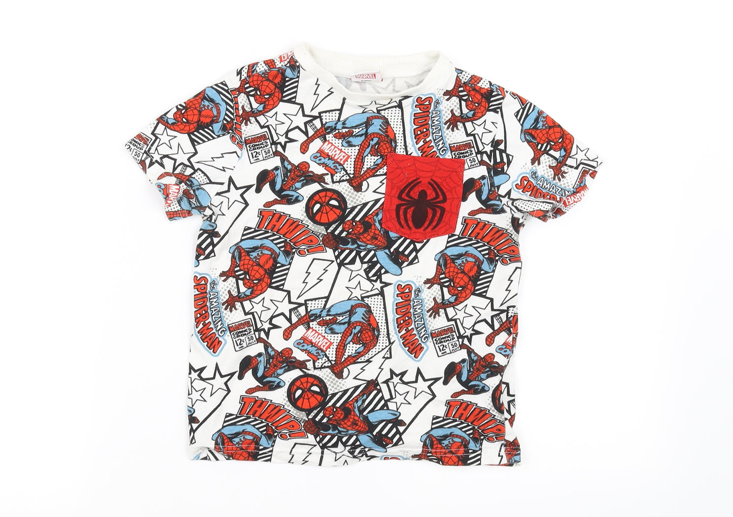 Marvel Comics Boys White   Basic T-Shirt Size 3-4 Years