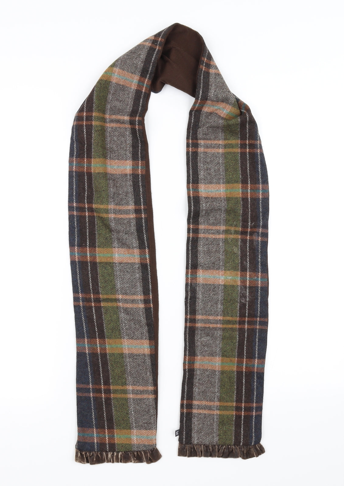 Preworn Unisex Brown Check   Scarf
