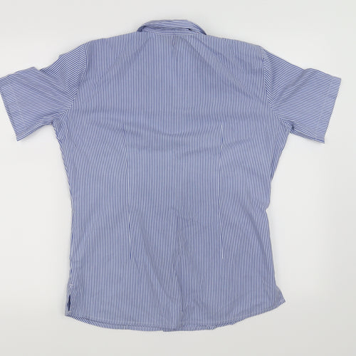 school shirt Girls Blue Striped  Basic Button-Up Size 15-16 Years