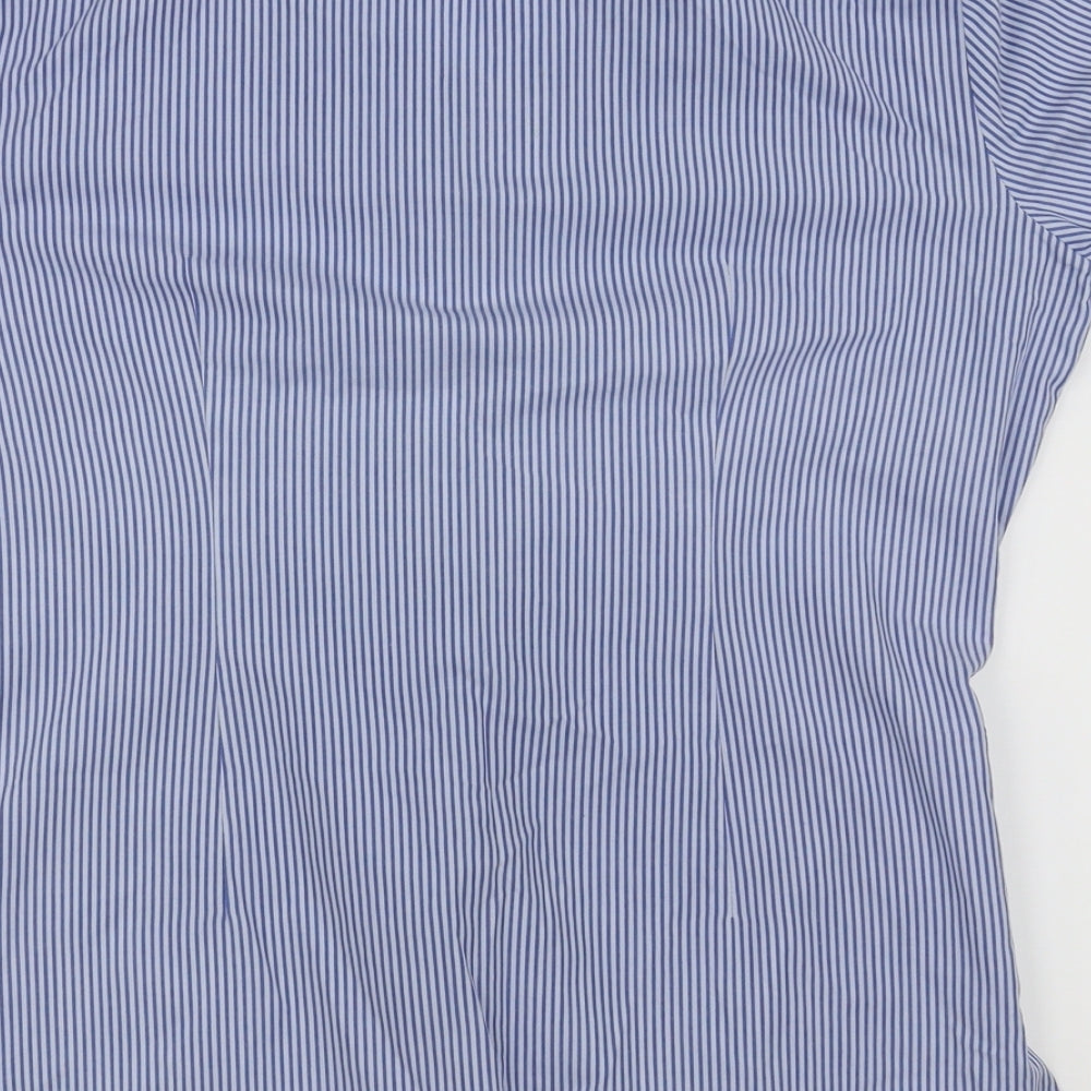 school shirt Girls Blue Striped  Basic Button-Up Size 15-16 Years