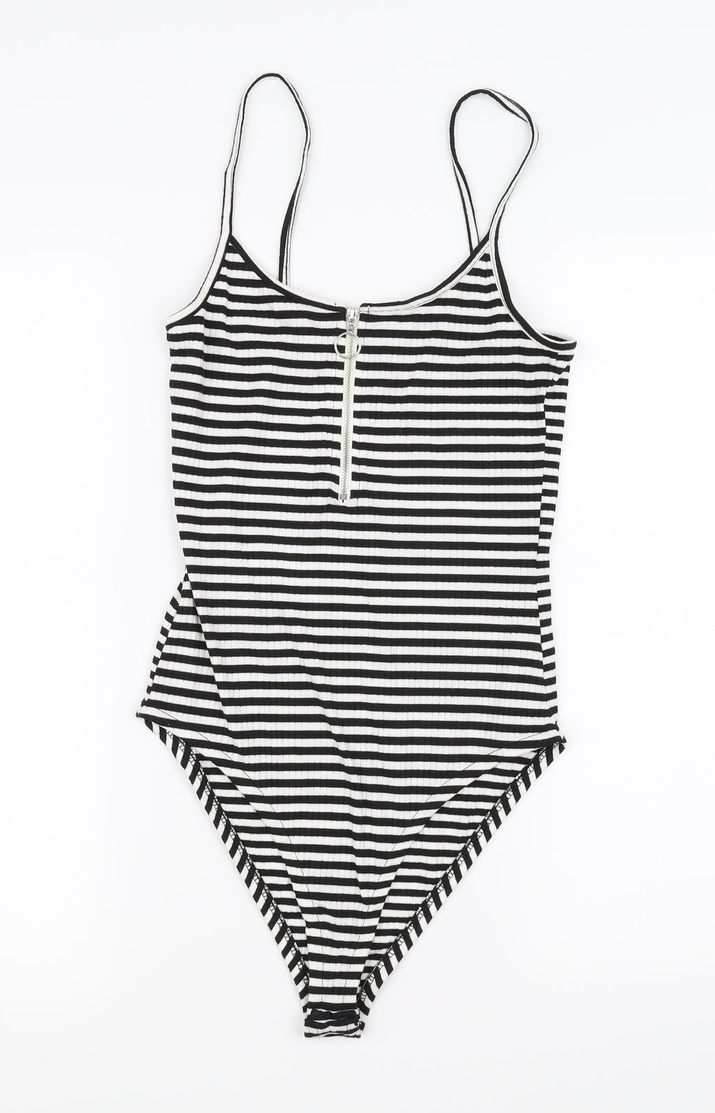Primark Womens White Striped  Bodysuit One-Piece Size 10