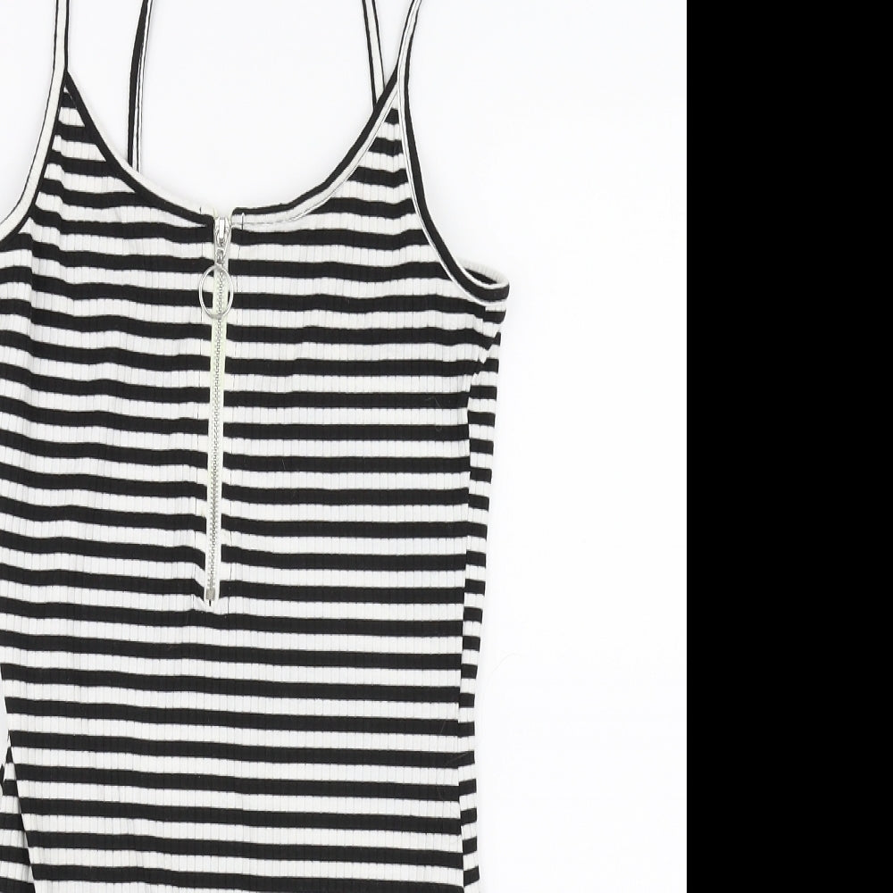 Primark Womens White Striped  Bodysuit One-Piece Size 10