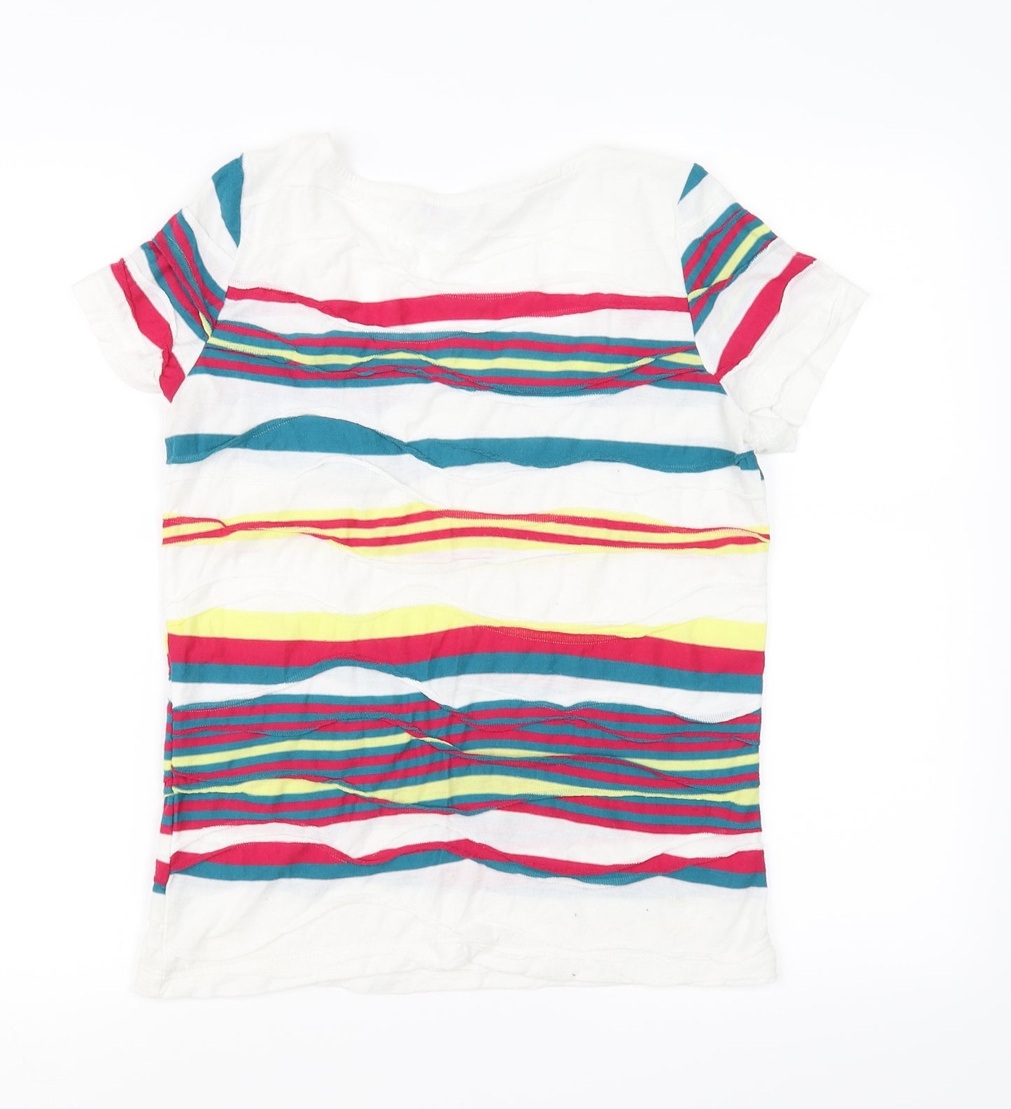 Marks and Spencer Womens White Striped  Basic T-Shirt Size 12