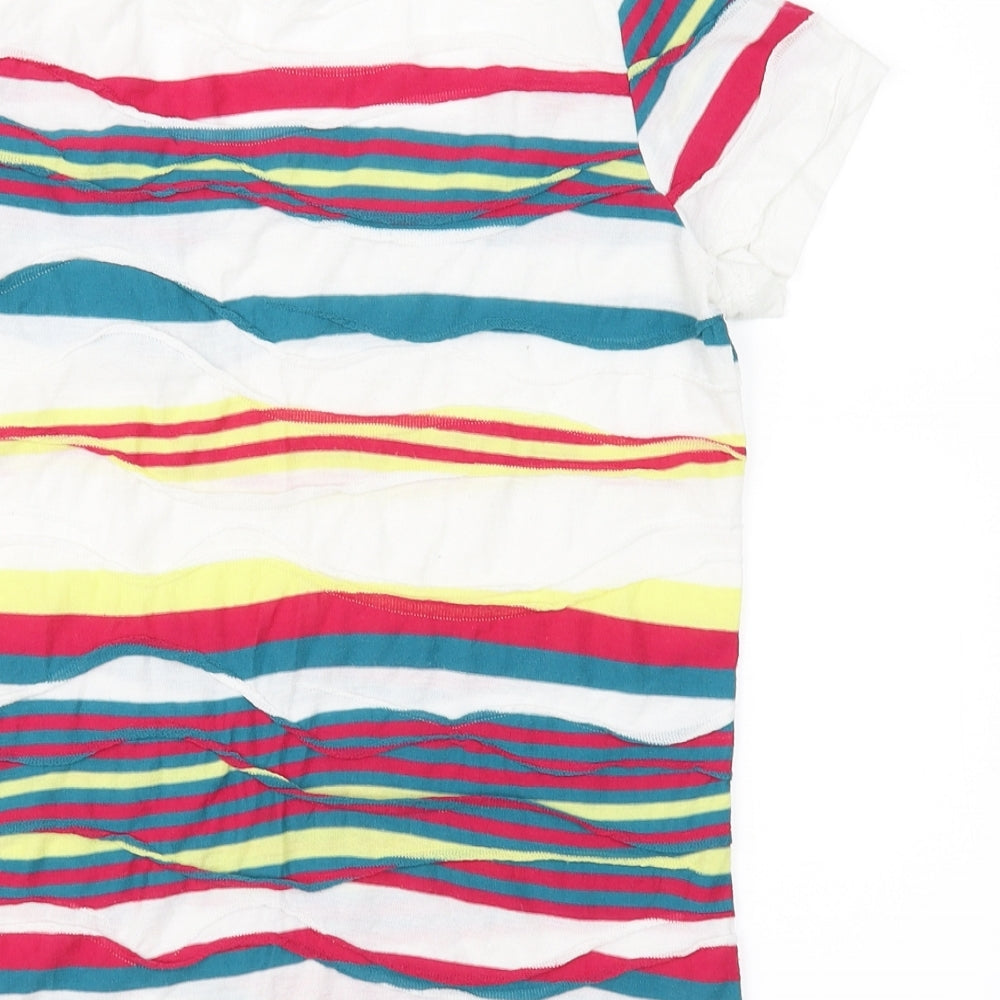 Marks and Spencer Womens White Striped  Basic T-Shirt Size 12