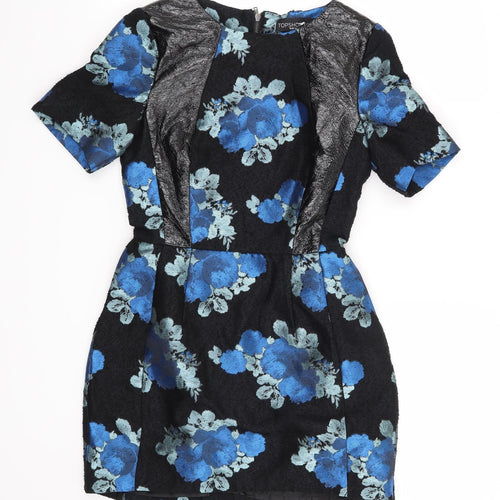 Topshop Womens Black Floral  Shift  Size 6