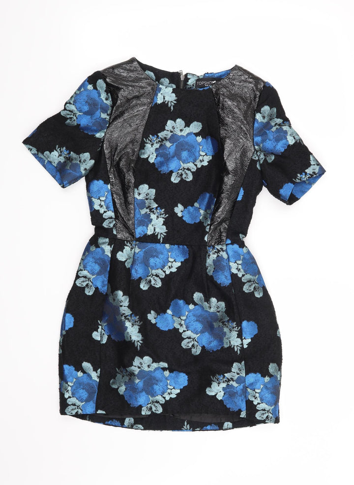 Topshop Womens Black Floral  Shift  Size 6