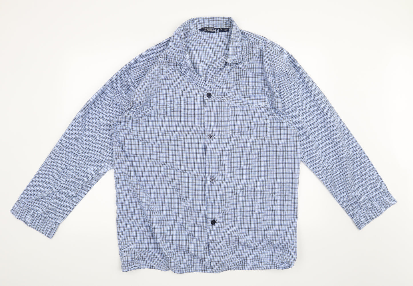 Maine Mens Blue Check   Button-Up Size XL