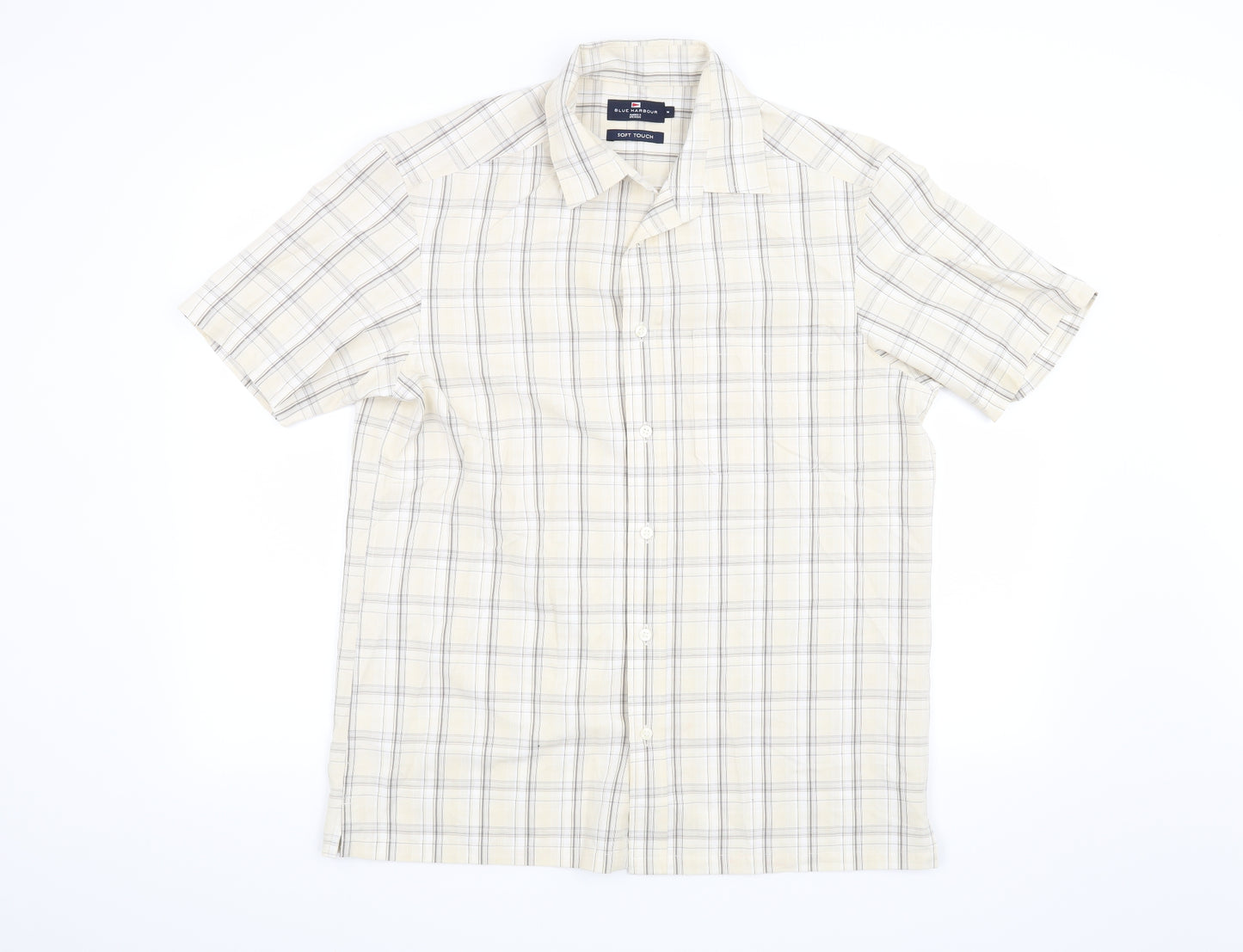 Blue Harbour Mens Beige Check   Button-Up Size M