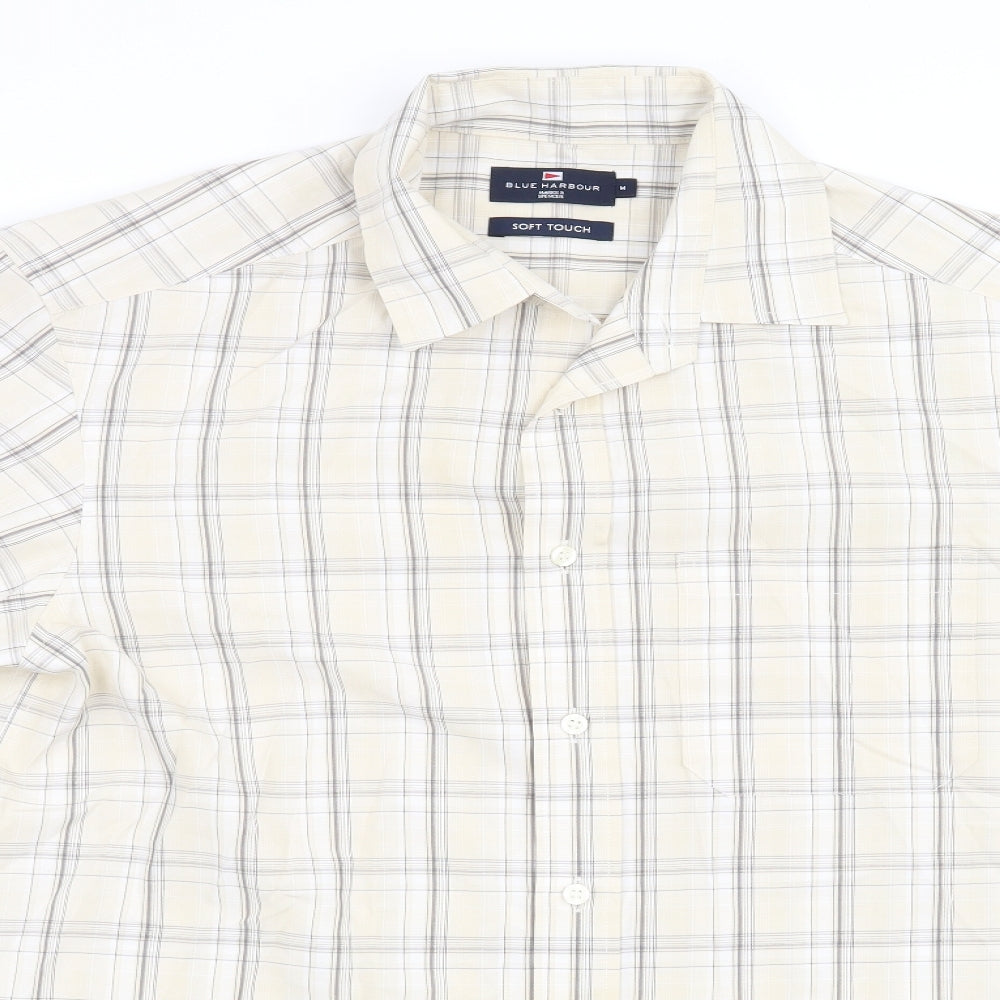 Blue Harbour Mens Beige Check   Button-Up Size M