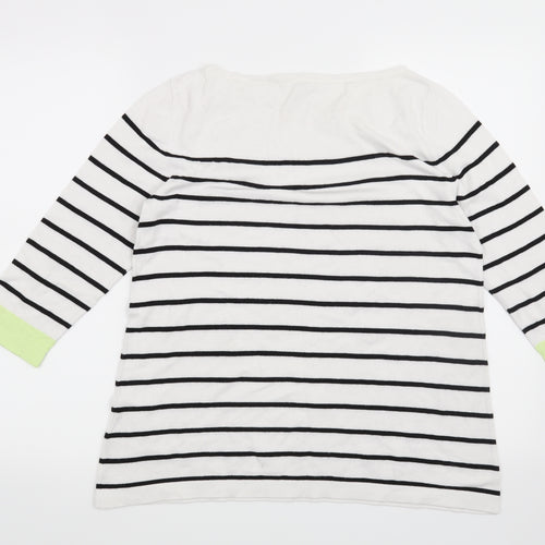 Street One Womens White Striped  Pullover Jumper Size 12