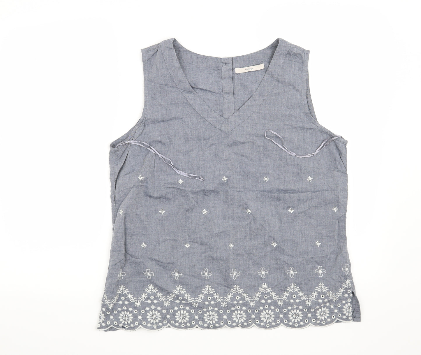 George Womens Blue Floral  Basic Blouse Size 14