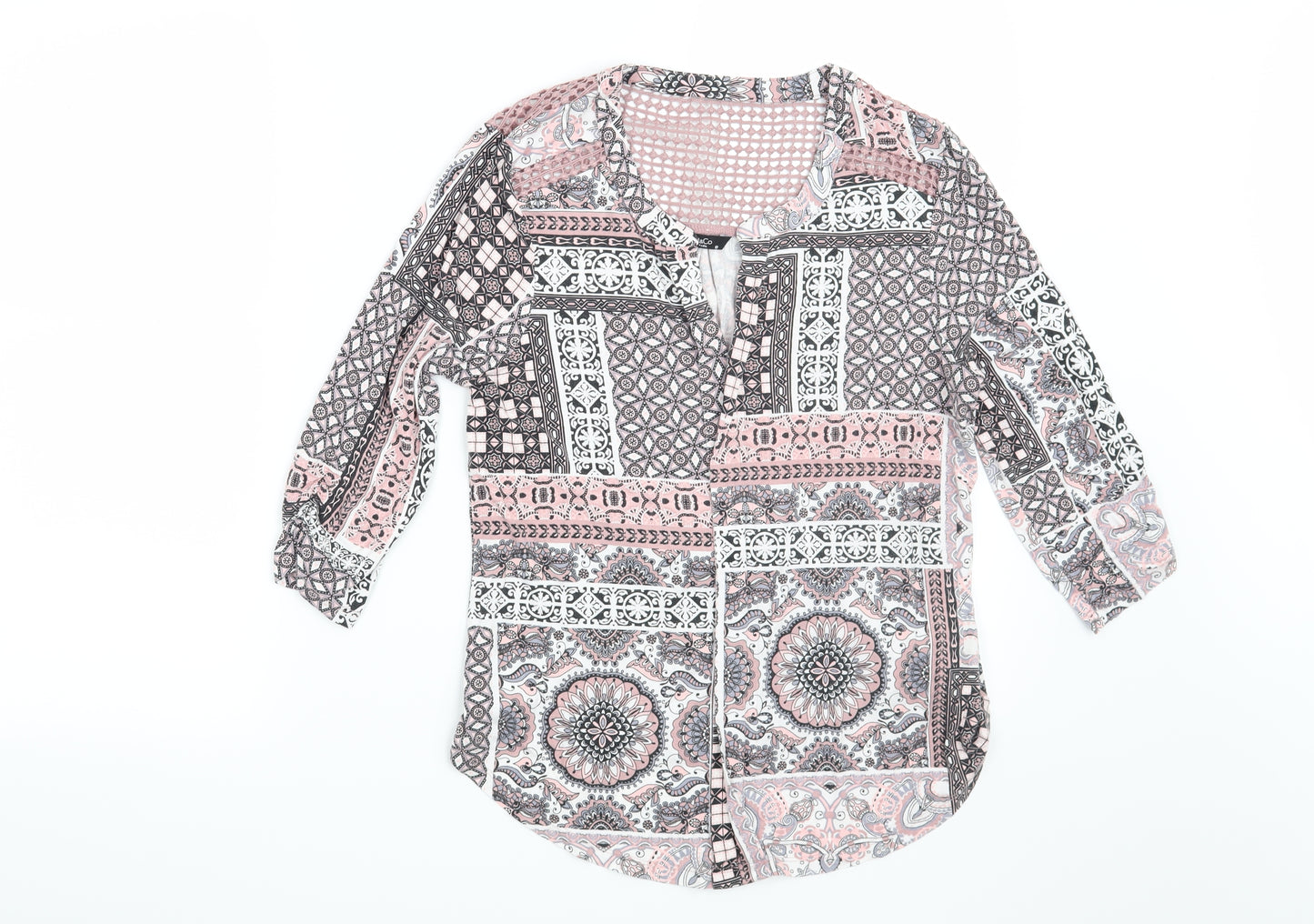 M&Co Womens Pink Paisley  Basic Blouse Size 10