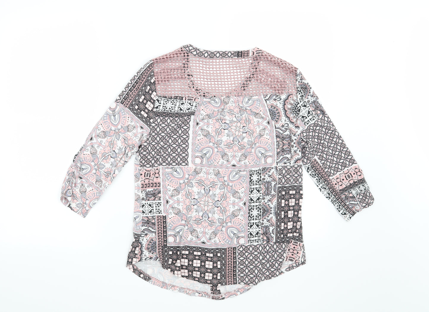 M&Co Womens Pink Paisley  Basic Blouse Size 10