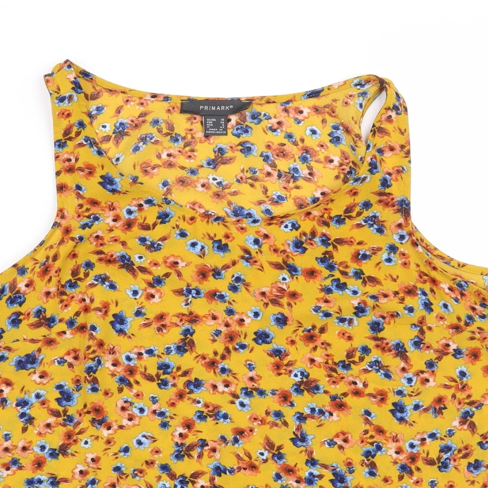 Primark Womens Yellow Floral  Basic Blouse Size 10