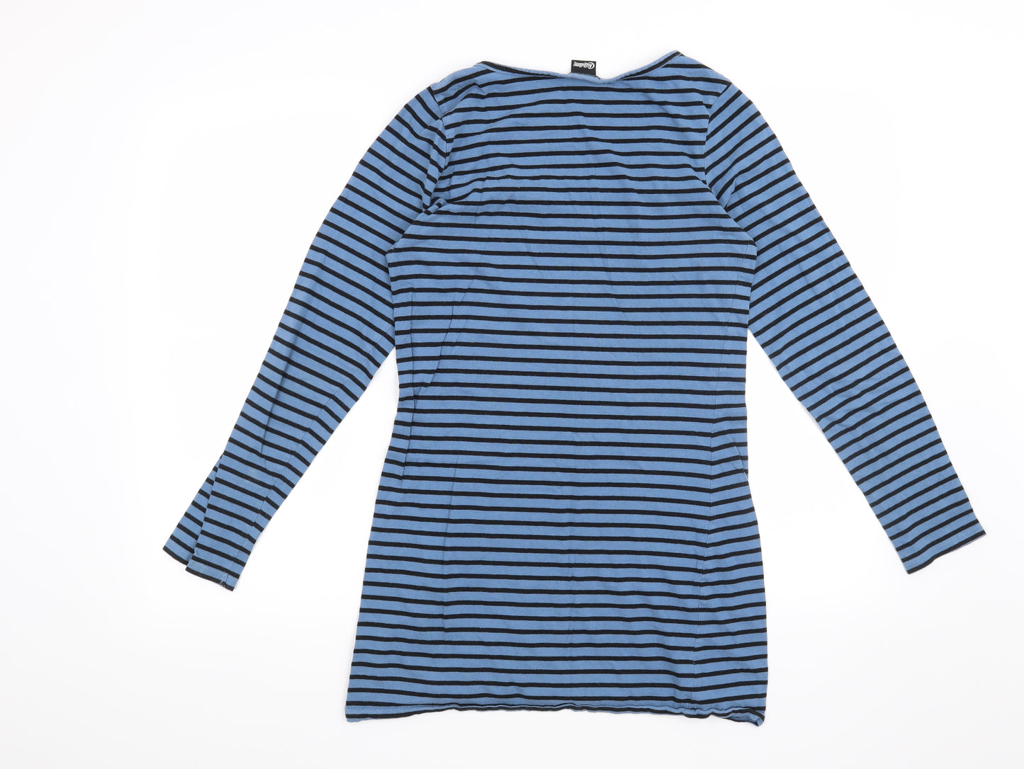 Chillytime Womens Blue Striped  Basic T-Shirt Size 10
