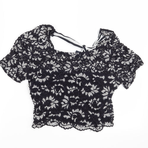 Preworn Womens Blue Floral  Basic Blouse Size S
