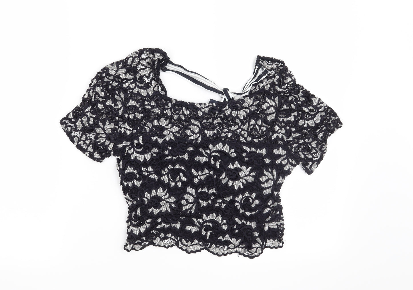 Preworn Womens Blue Floral  Basic Blouse Size S
