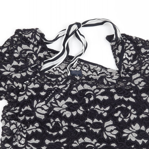 Preworn Womens Blue Floral  Basic Blouse Size S