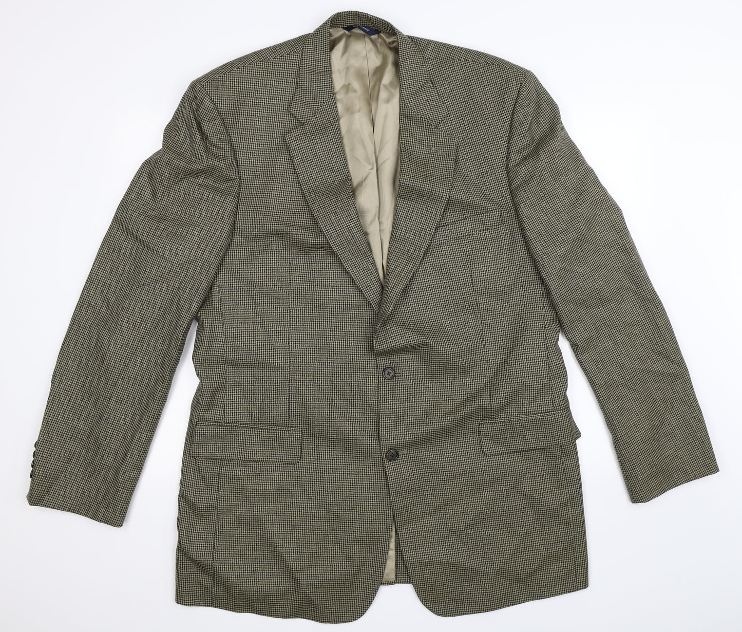 Brooks Brothers Mens Beige Houndstooth  Jacket Suit Jacket Size 46