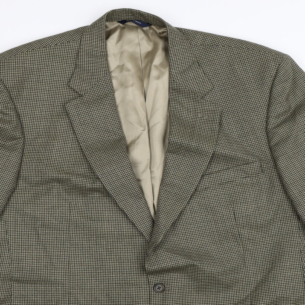 Brooks Brothers Mens Beige Houndstooth  Jacket Suit Jacket Size 46