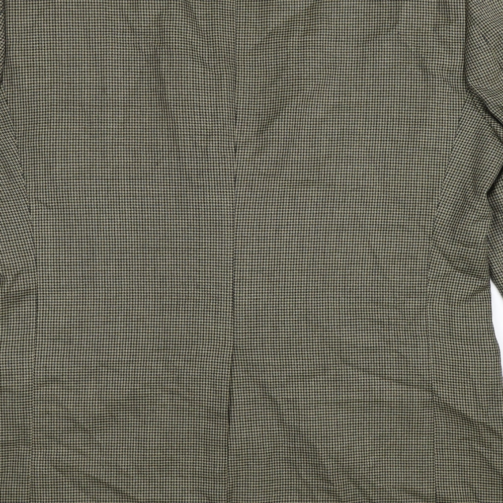 Brooks Brothers Mens Beige Houndstooth  Jacket Suit Jacket Size 46