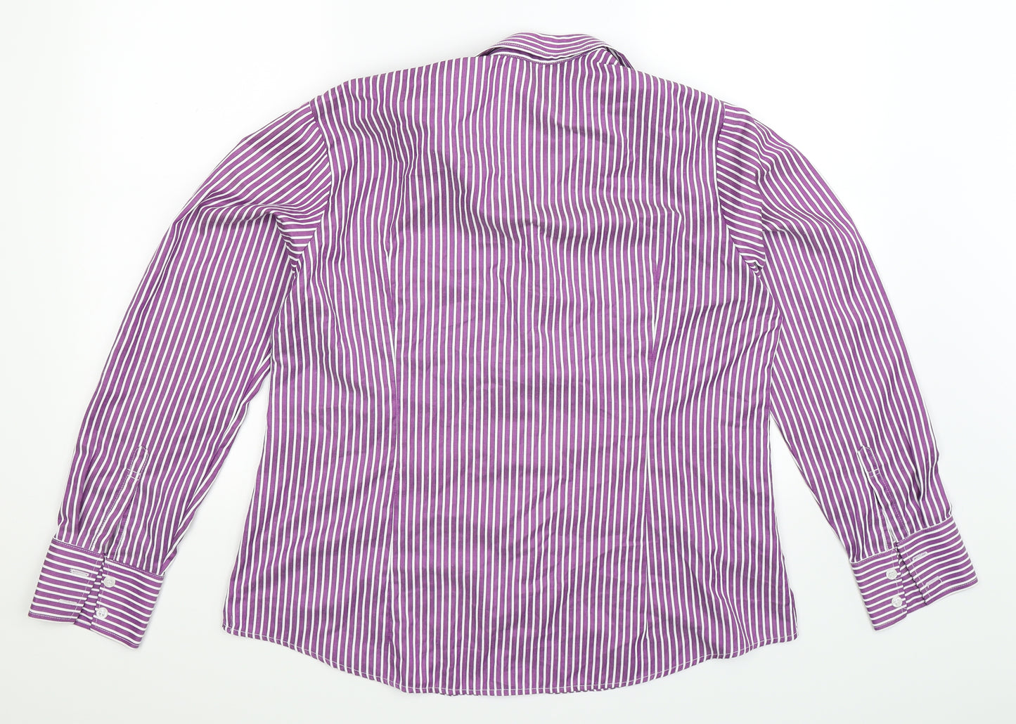 Preworn Womens Purple Striped  Basic Button-Up Size 18