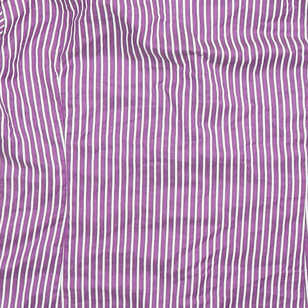 Preworn Womens Purple Striped  Basic Button-Up Size 18