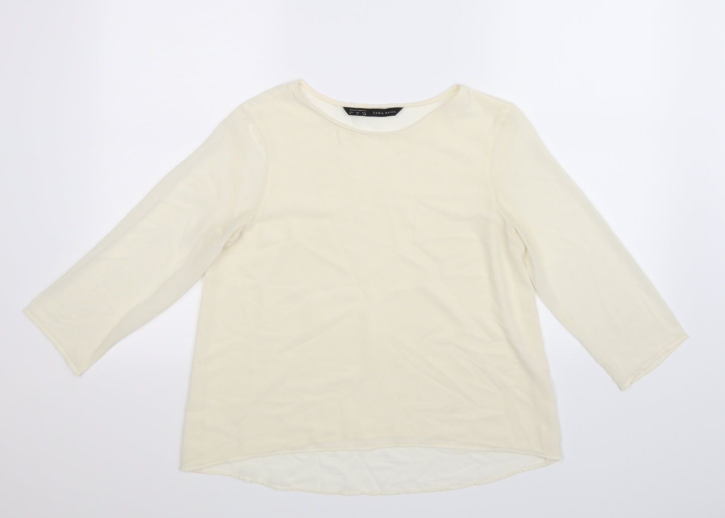 Zara Womens White  Satin Basic Blouse Size S