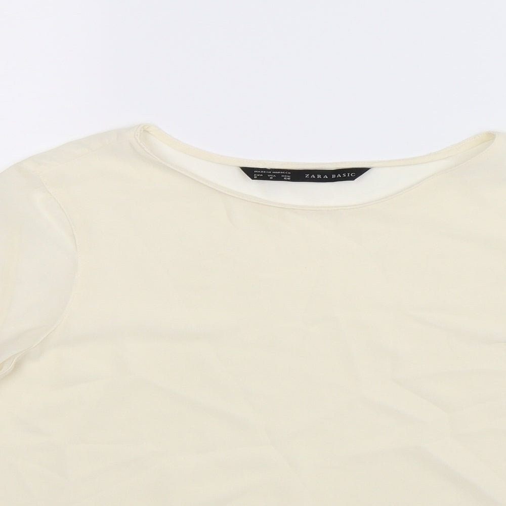Zara Womens White  Satin Basic Blouse Size S