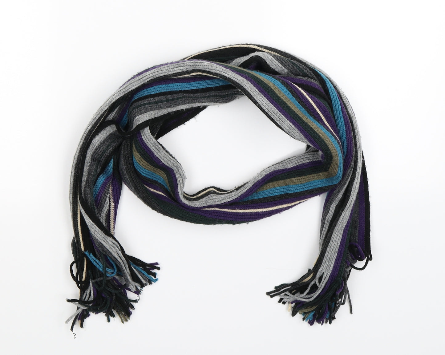 Preworn Mens Multicoloured Striped Knit Scarf  One Size