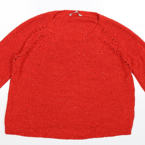 Pebble Bay Womens Red  Knit Pullover Jumper Size M
