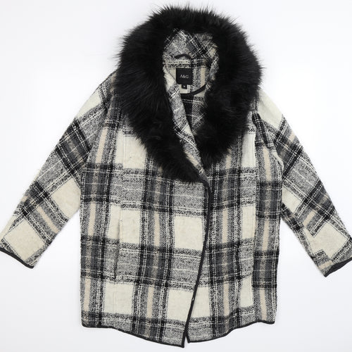 A&G Womens Multicoloured Check  Overcoat Coat Size M
