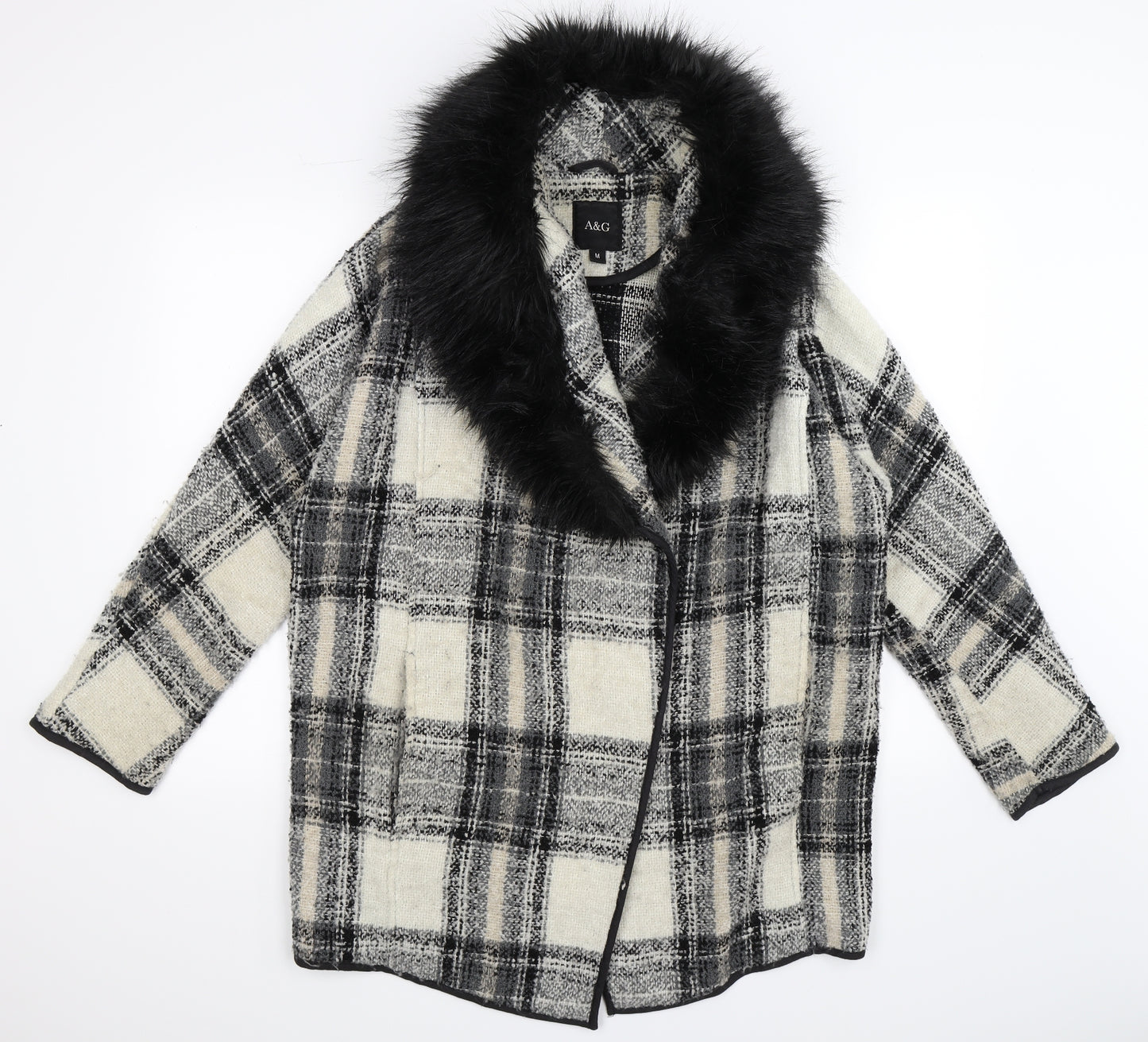 A&G Womens Multicoloured Check  Overcoat Coat Size M