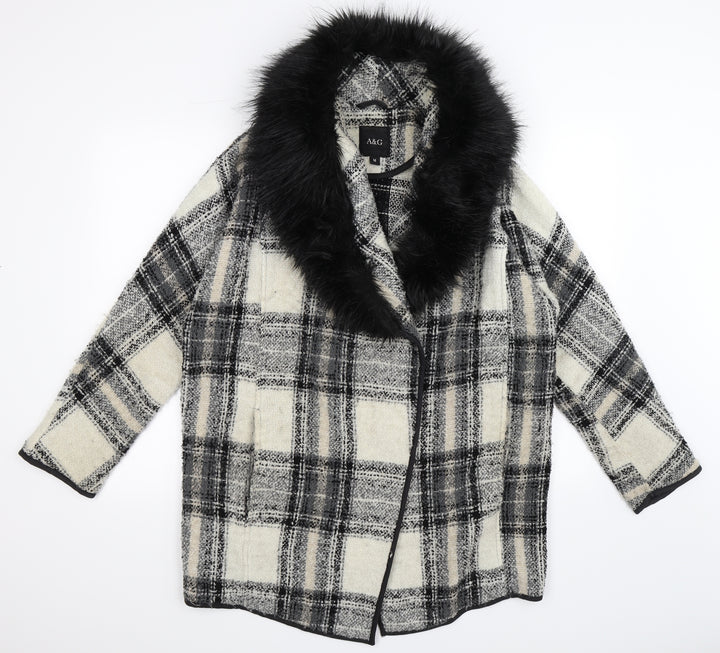 A&G Womens Multicoloured Check  Overcoat Coat Size M
