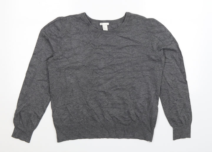 H&M Womens Grey  Knit Pullover Jumper Size M