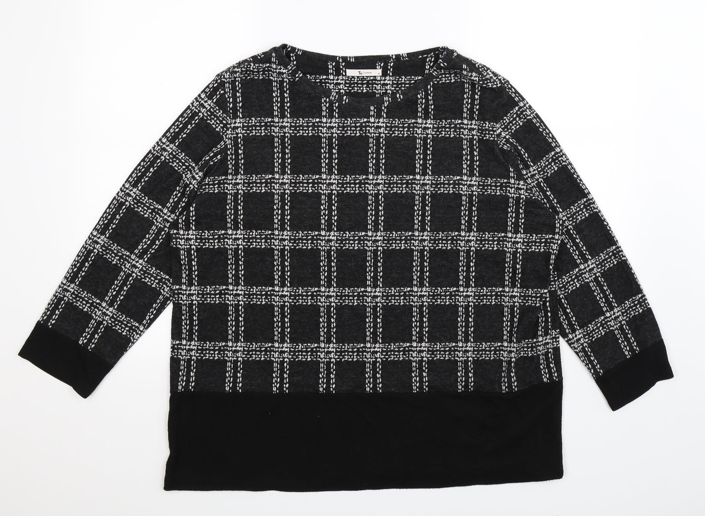 TU Womens Multicoloured Check Knit Pullover Jumper Size 18