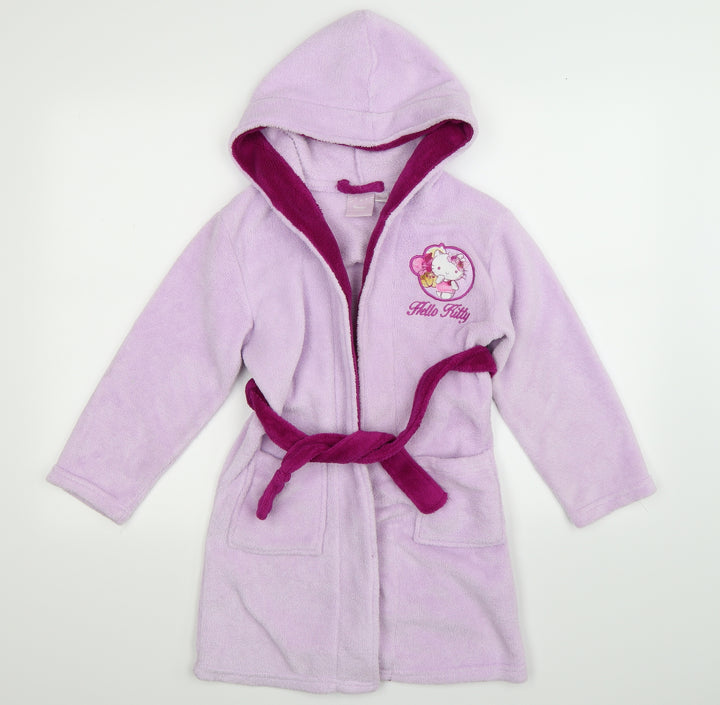 Sanrio Girls Purple Solid Fleece Kimono Robe Size 7-8 Years - Hello Kitty