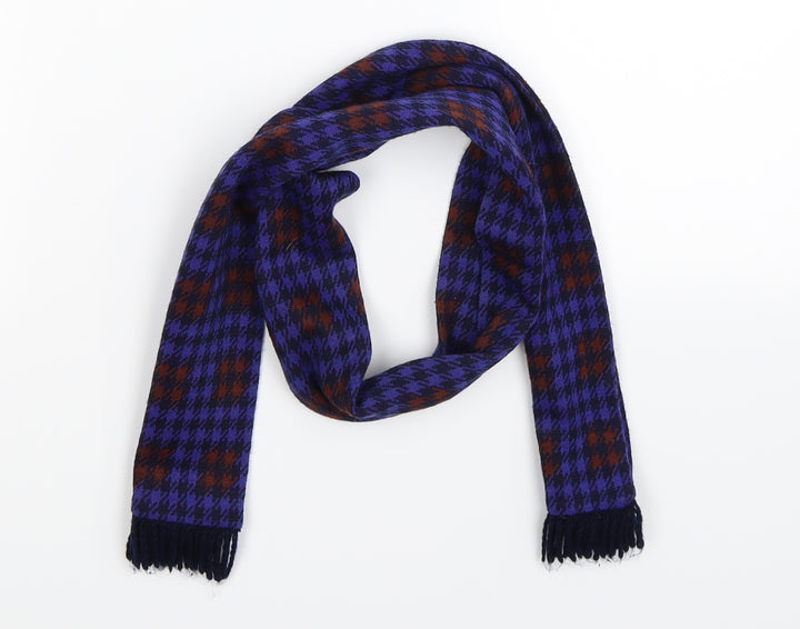 Preworn Boys Blue Check Knit Scarf One Size