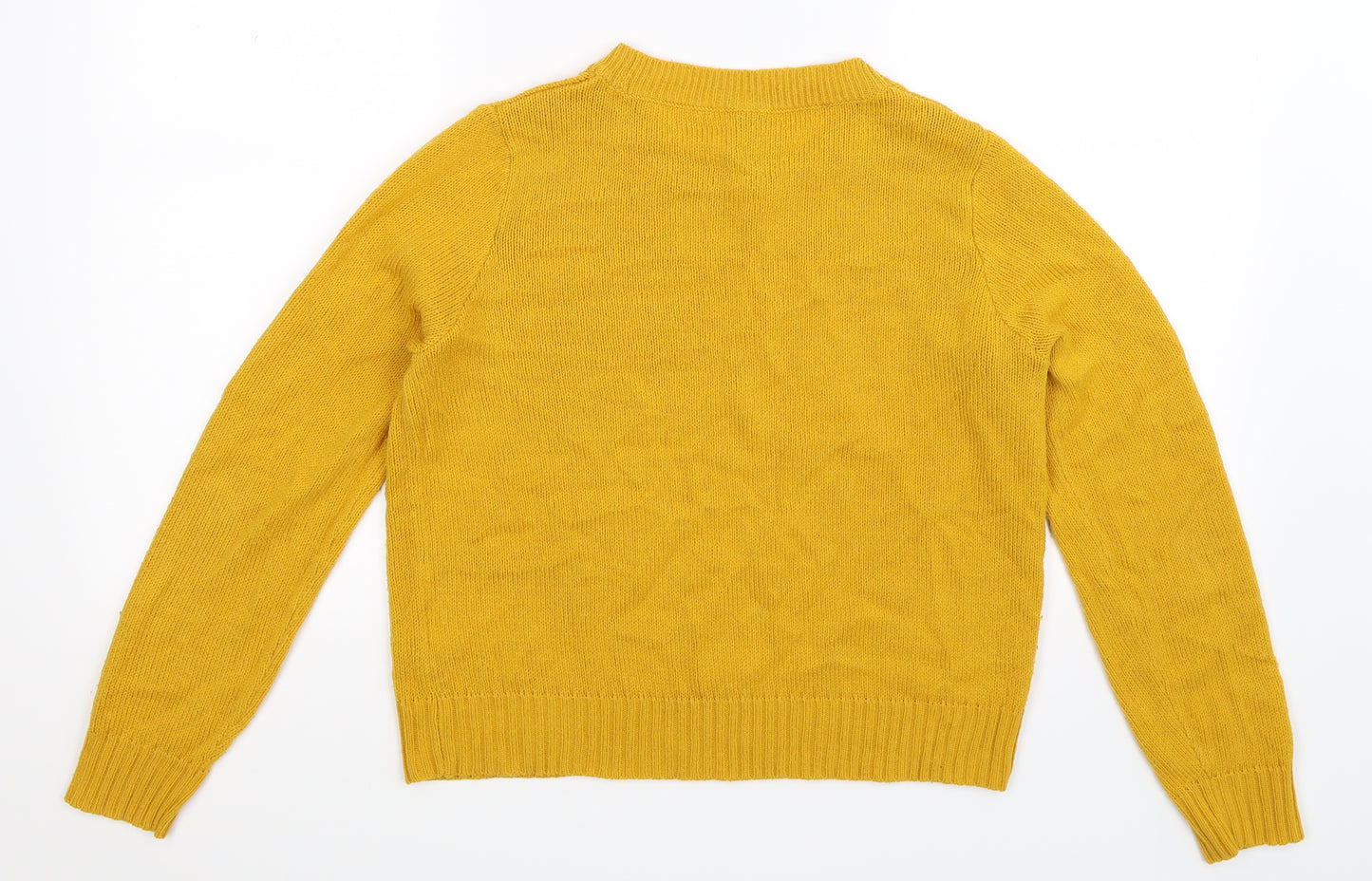Divided Womens Yellow  Knit Pullover Jumper Size S