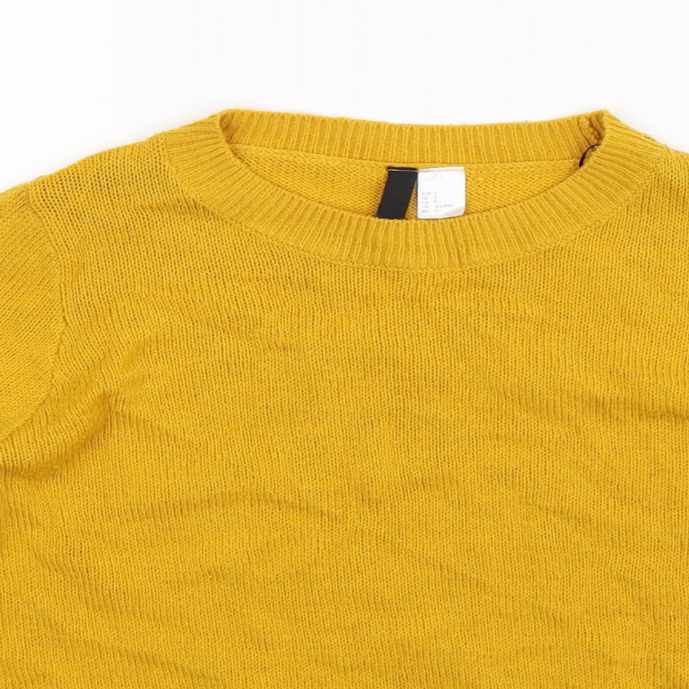 Divided Womens Yellow  Knit Pullover Jumper Size S