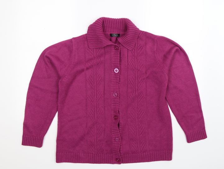 BM Womens Purple Knit Cardigan Jumper Size M