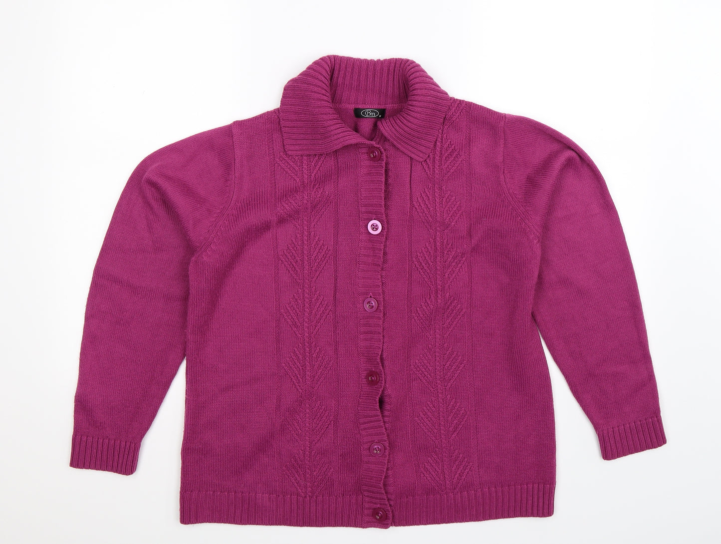 BM Womens Purple  Knit Cardigan Jumper Size M