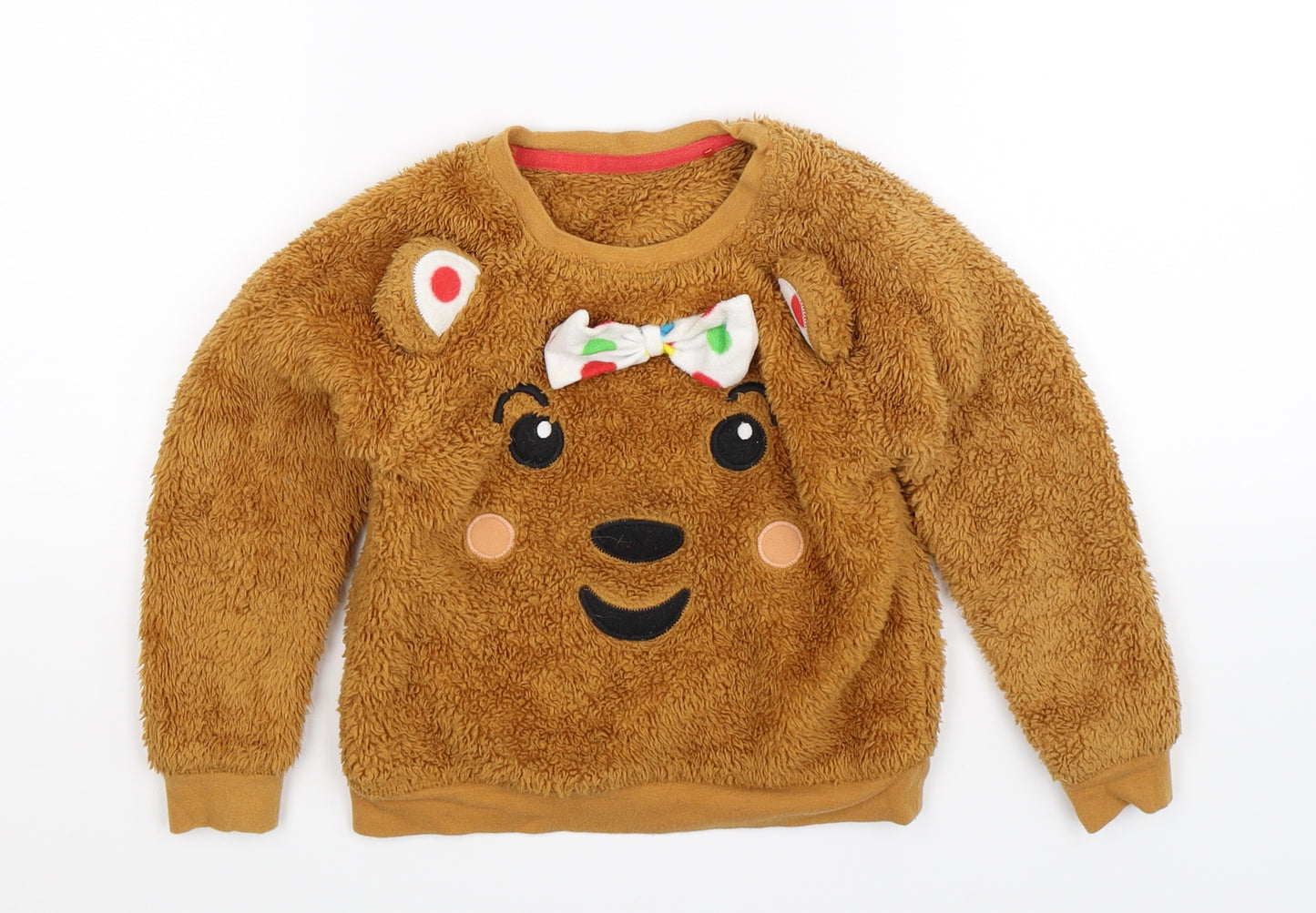 George Boys Brown Solid Fleece  Pyjama Top Size 4-5 Years