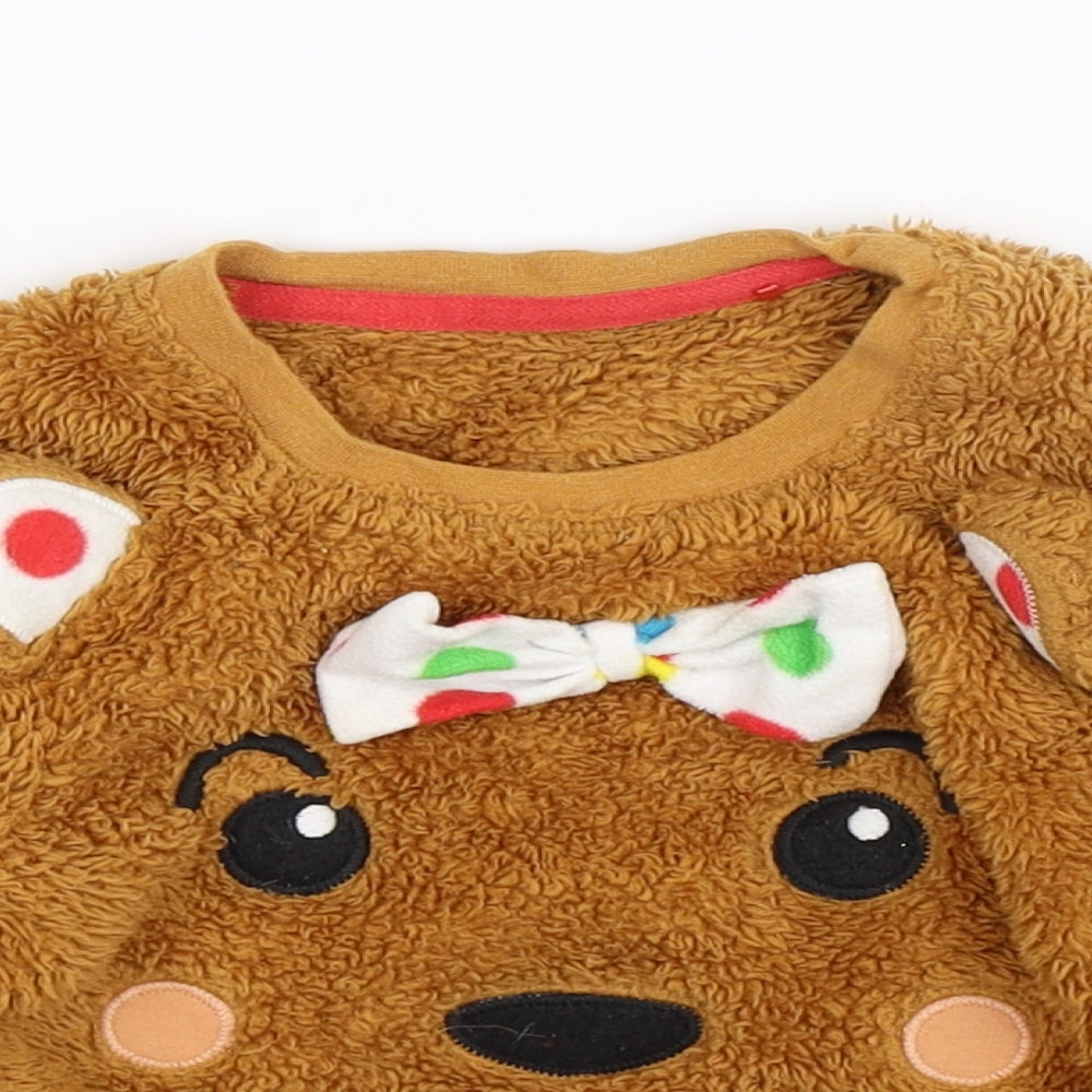 George Boys Brown Solid Fleece  Pyjama Top Size 4-5 Years