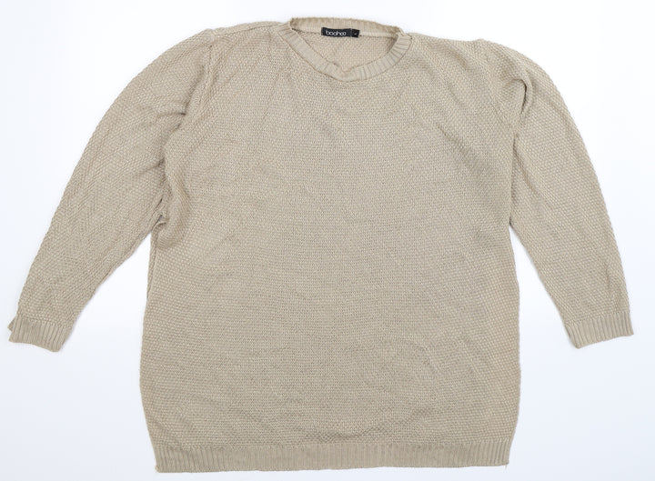 Boohoo Womens Beige Knit Pullover Jumper Size L