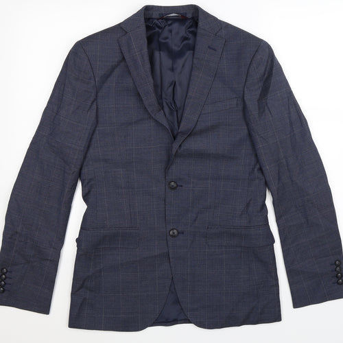 Marks and Spencer Mens Blue Check  Jacket Suit Jacket Size 36