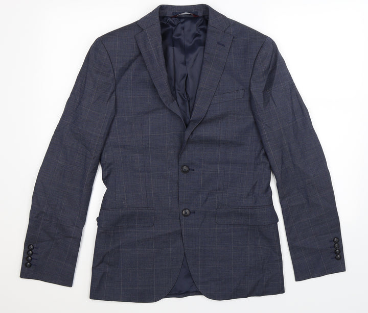 Marks and Spencer Mens Blue Check  Jacket Suit Jacket Size 36
