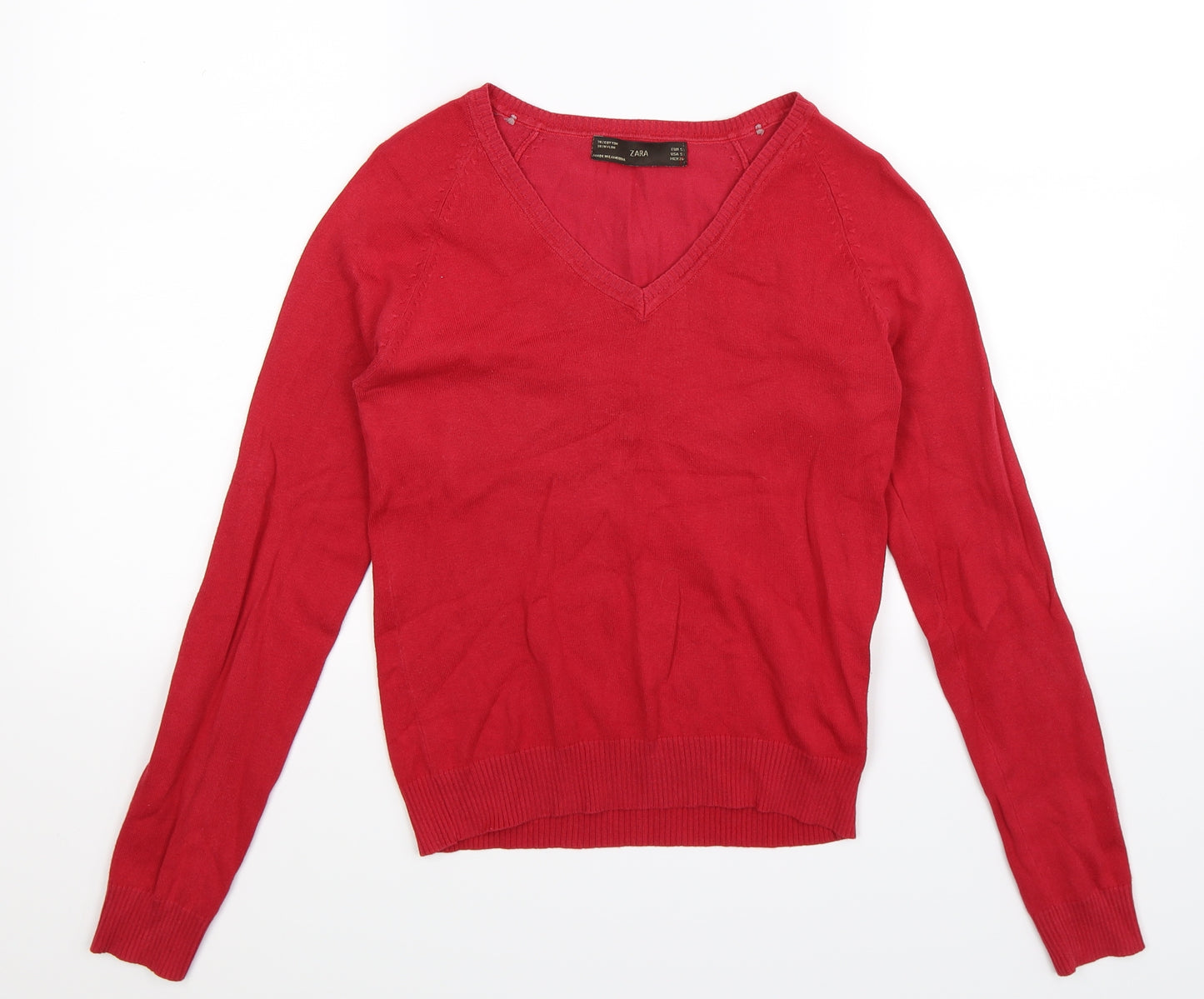 Zara Womens Red  Knit Pullover Jumper Size S