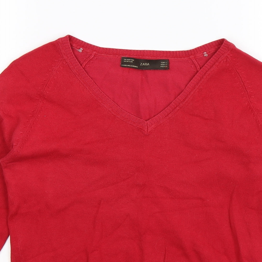 Zara Womens Red  Knit Pullover Jumper Size S